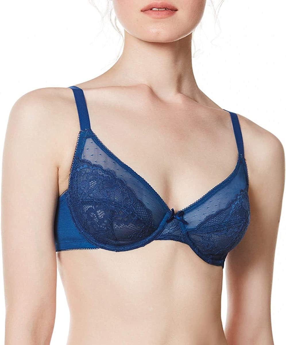 HSIA Minimizer Bras for Women Full Coverage Underwire Bras plus Size,Lifting Lace Bra for Heavy Breast Royal Blue / 38D