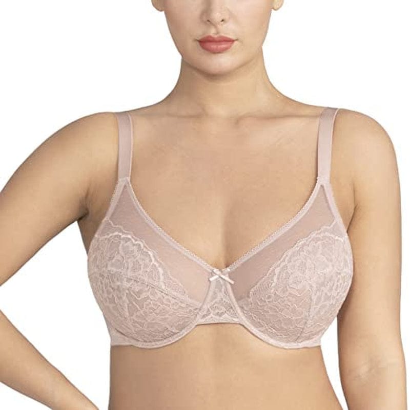 HSIA Minimizer Bras for Women Full Coverage Underwire Bras plus Size,Lifting Lace Bra for Heavy Breast Dark Pink / 34DDD