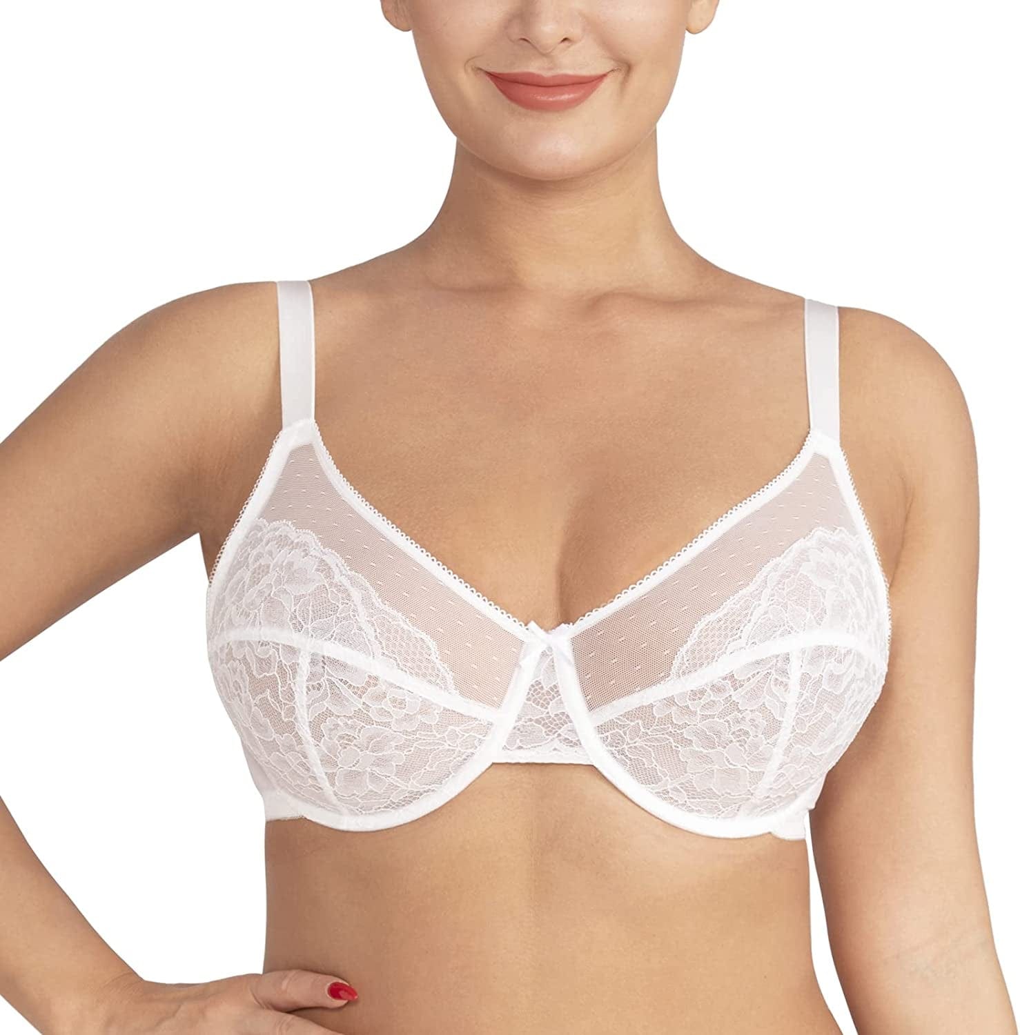 HSIA Minimizer Bras for Women Full Coverage Underwire Bras plus Size,Lifting Lace Bra for Heavy Breast White / 36C