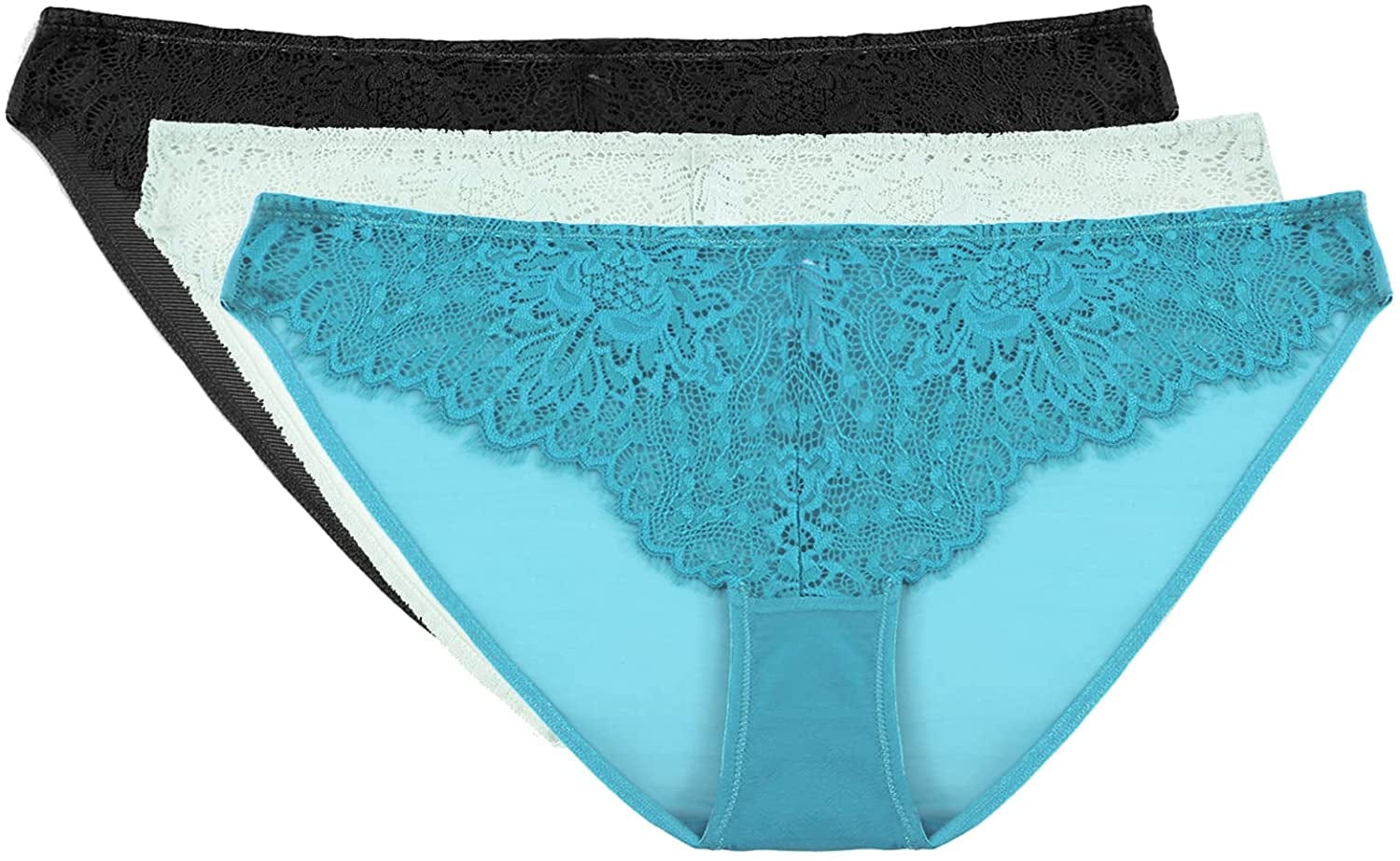 HSIA Women Minimizer Unlined Underwire Bra Full Coverage plus Size Full Figure Unpadded Bras Eyelash Lace Bras Panties(black+horizon Blue+jadeite) / Small