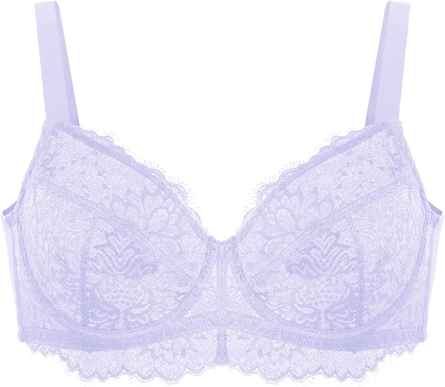 HSIA Women Minimizer Unlined Underwire Bra Full Coverage plus Size Full Figure Unpadded Bras Eyelash Lace Bras Purple / 40I