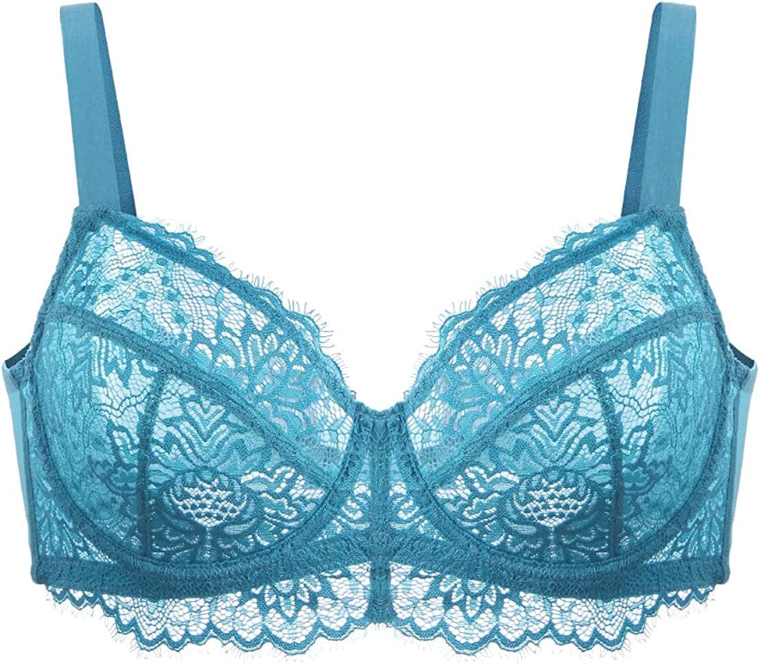 HSIA Women Minimizer Unlined Underwire Bra Full Coverage plus Size Full Figure Unpadded Bras Eyelash Lace Bras