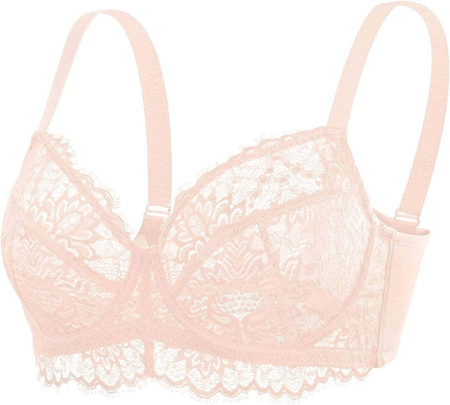 HSIA Women Minimizer Unlined Underwire Bra Full Coverage plus Size Full Figure Unpadded Bras Eyelash Lace Bras