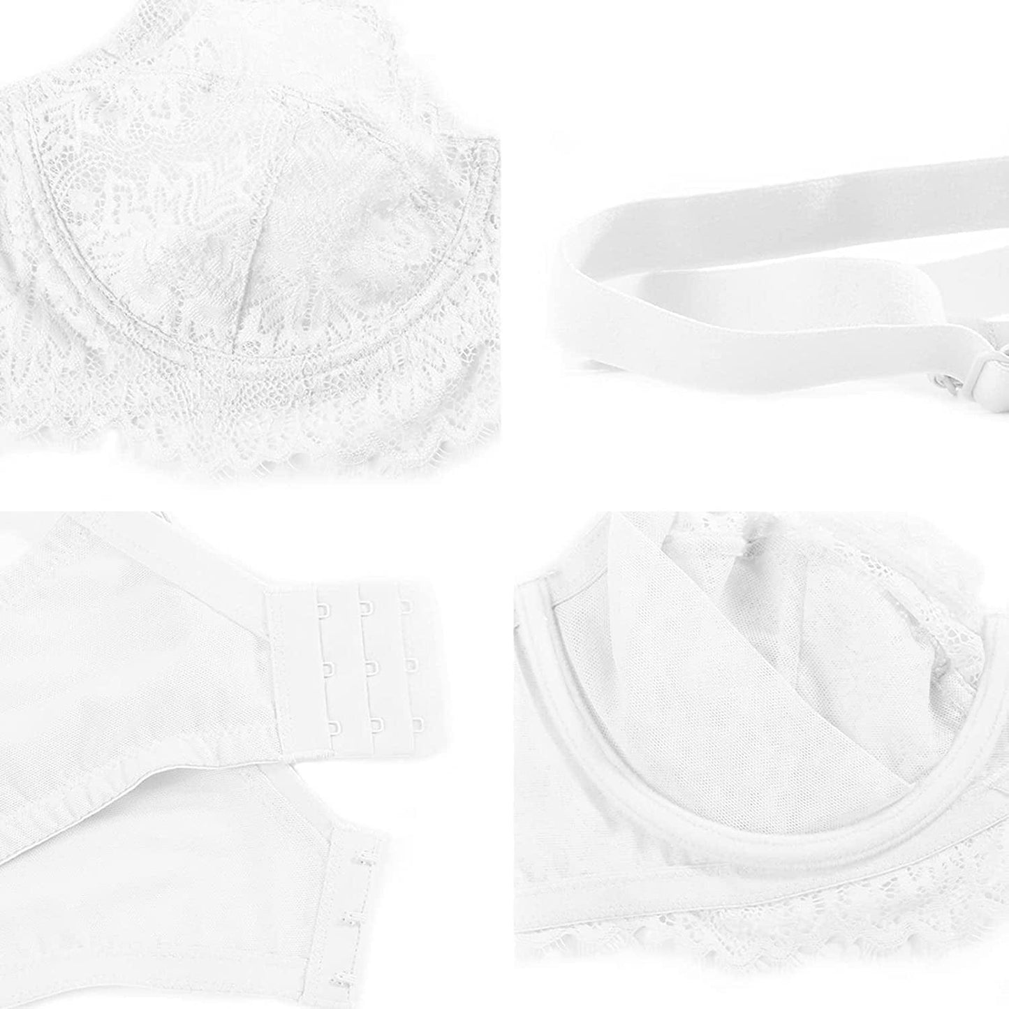 HSIA Women Minimizer Unlined Underwire Bra Full Coverage plus Size Full Figure Unpadded Bras Eyelash Lace Bras