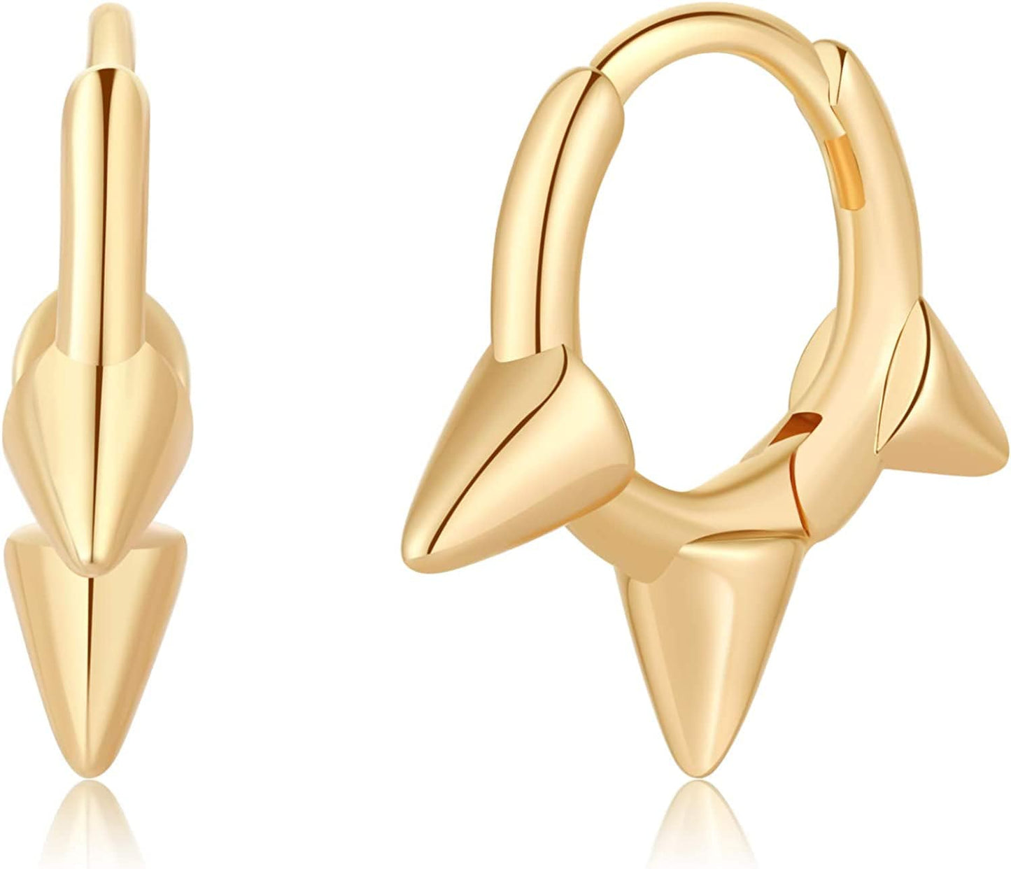 Huggie Hoop Earrings for Women, S925 Sterling Silver Post 14K Gold Plated Evil Eye Star Butterfly Spike Cross Hoop Dangle Small Hoop Huggie Earrings Minimalist Hypoallergenic Jewelry Gifts for Women Spike