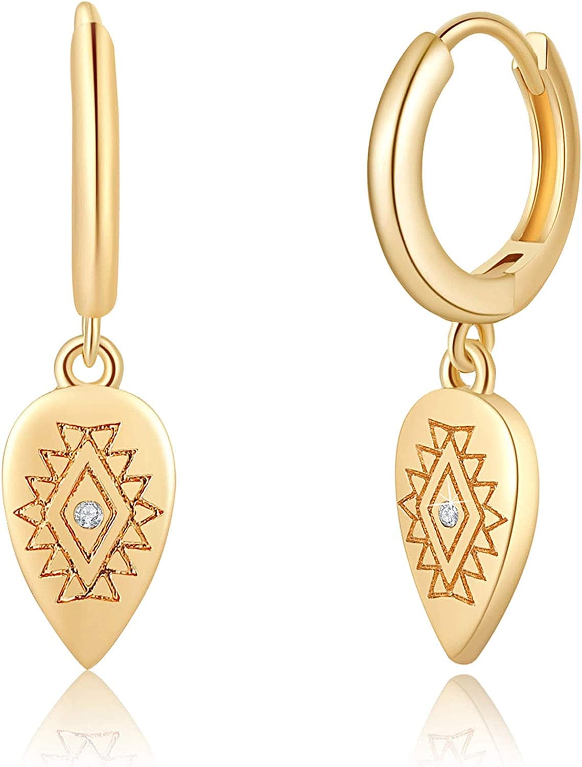 Huggie Hoop Earrings for Women, S925 Sterling Silver Post 14K Gold Plated Evil Eye Star Butterfly Spike Cross Hoop Dangle Small Hoop Huggie Earrings Minimalist Hypoallergenic Jewelry Gifts for Women Evil Eye