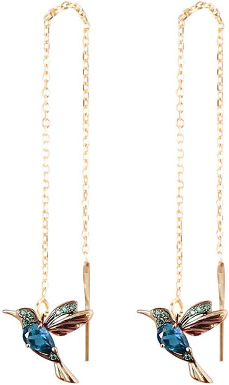 Hummingbird Threader Earrings Rhinestone Chain Tassel Earring Lady Earchain Jewelry Fashionable Earrings Dangling Women Girls Christmas Birthday Gifts