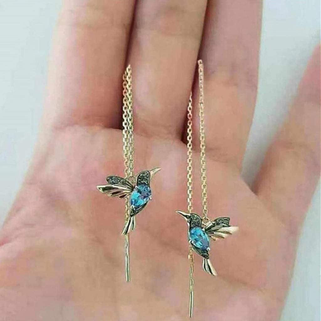 Hummingbird Threader Earrings Rhinestone Chain Tassel Earring Lady Earchain Jewelry Fashionable Earrings Dangling Women Girls Christmas Birthday Gifts Green / One Size