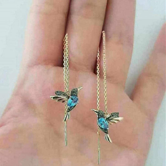 Hummingbird Threader Earrings Rhinestone Chain Tassel Earring Lady Earchain Jewelry Fashionable Earrings Dangling Women Girls Christmas Birthday Gifts Green / One Size