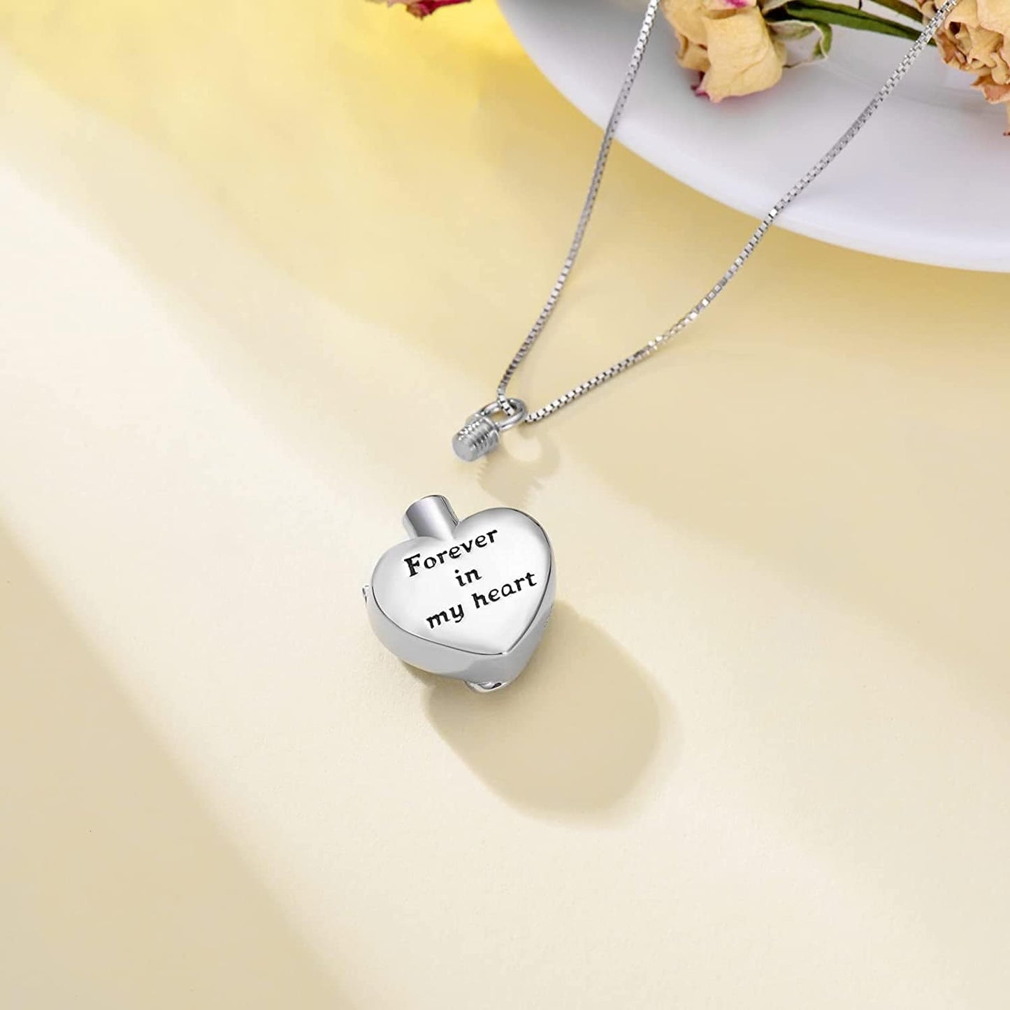 Hummingbird Urn Necklace for Ashes Sterling Silver with Crystal Cremation Jewelry W/Funnel Filler Keepsake Memory Jewelry for Women Girls