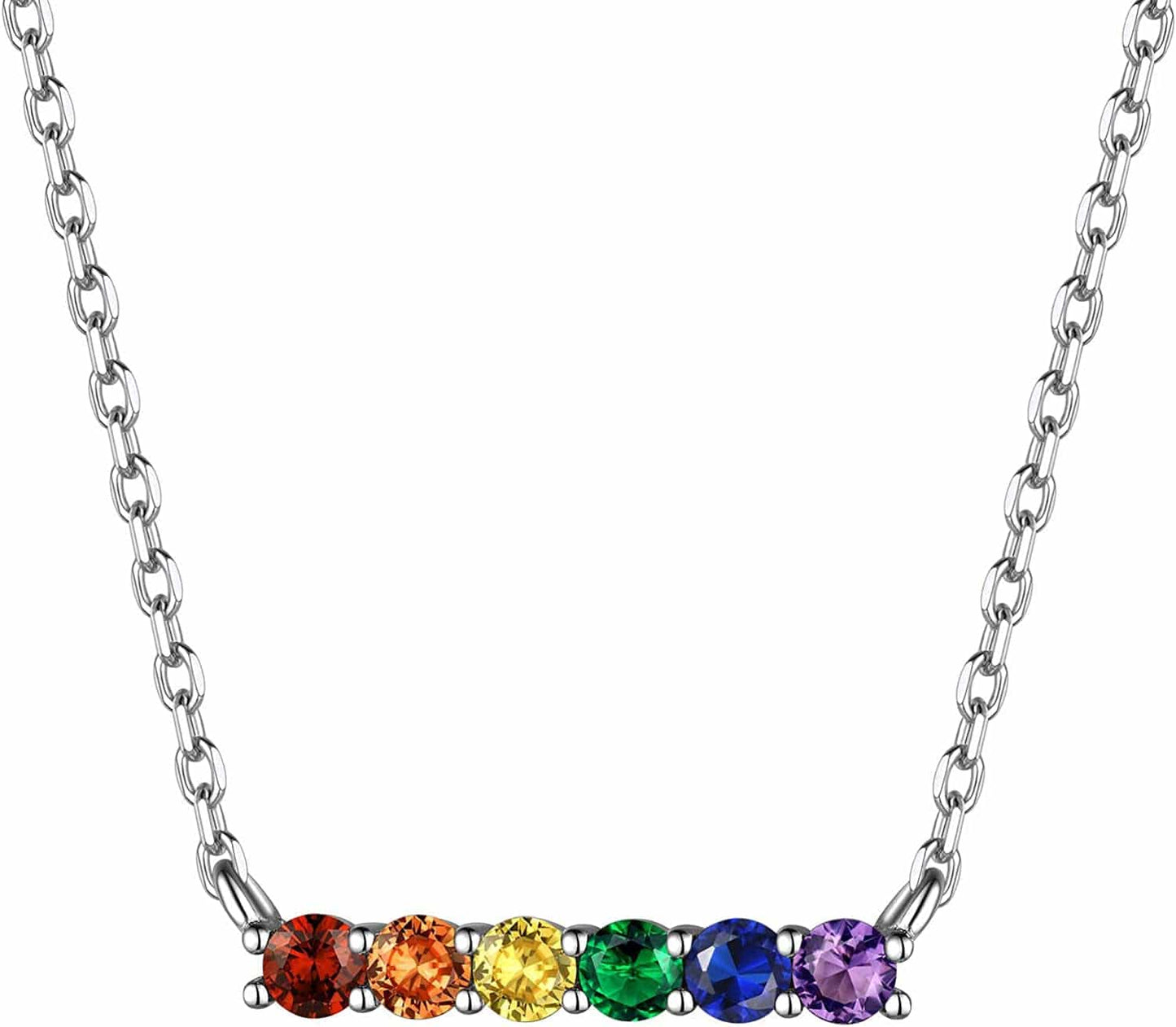 Hypoallergenic 925 Sterling Silver/Stainless Steel LGBT Bar/Dog Tag/Bead Pendant Necklace, Custom Engraved Rainbow Flag Lesbian Gay Pride Jewelry for Men Women with Gift Box a. horisontal bar-925 stering silver