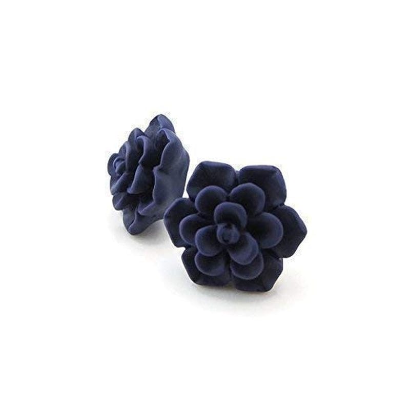 Hypoallergenic Succulent Earrings on Plastic Posts, 13Mm (Matte Aqua Blue) Matte Navy Blue
