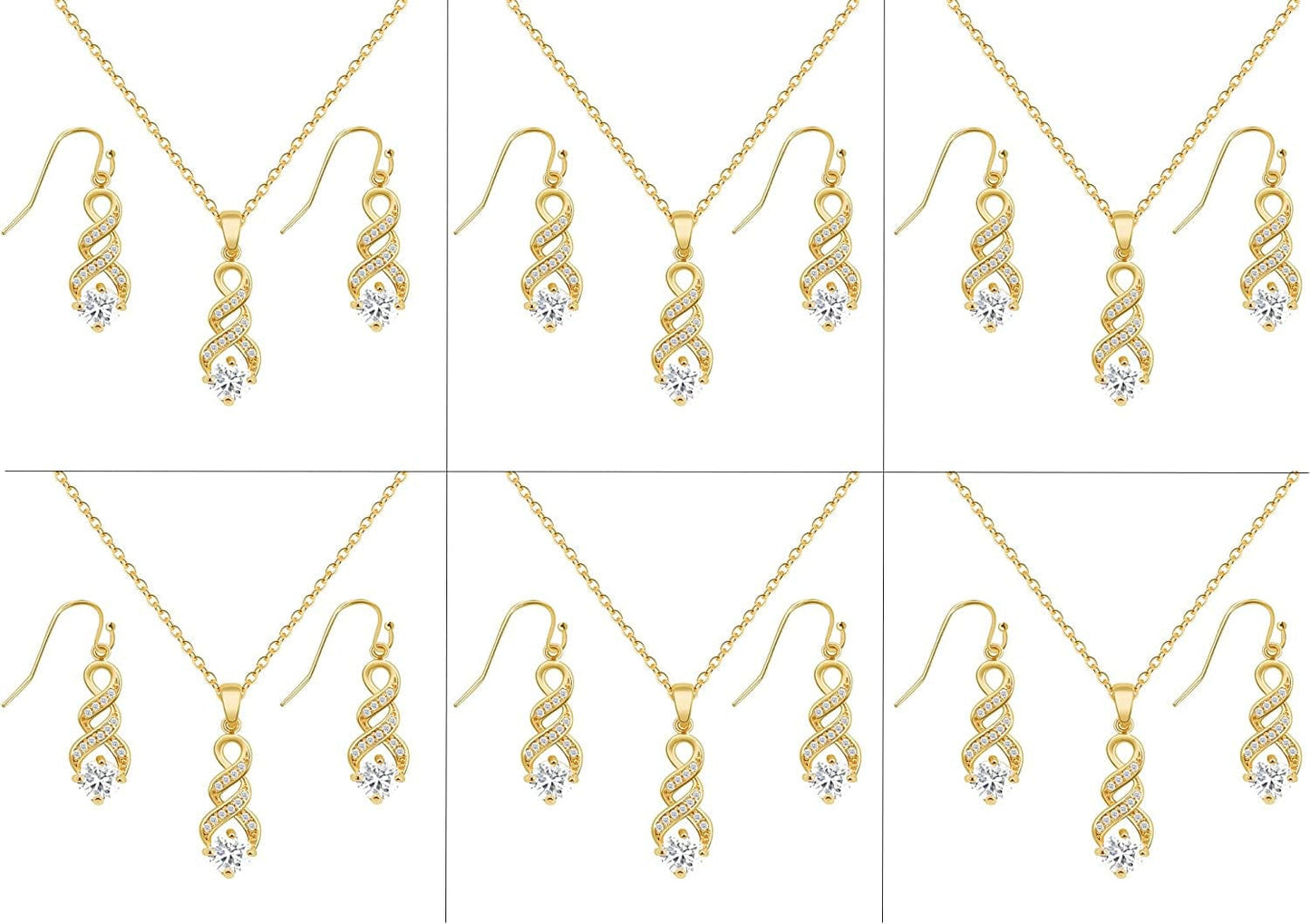 I Can'T Say"I Do" without You | 1 4 6 8 Sets Bridesmaid Jewelry Sets for Women Girls 18K Gold or Rose Gold Plated Cubic Zirconia Necklace and Earring Set for Wedding Gifts SIX SETS GOLD
