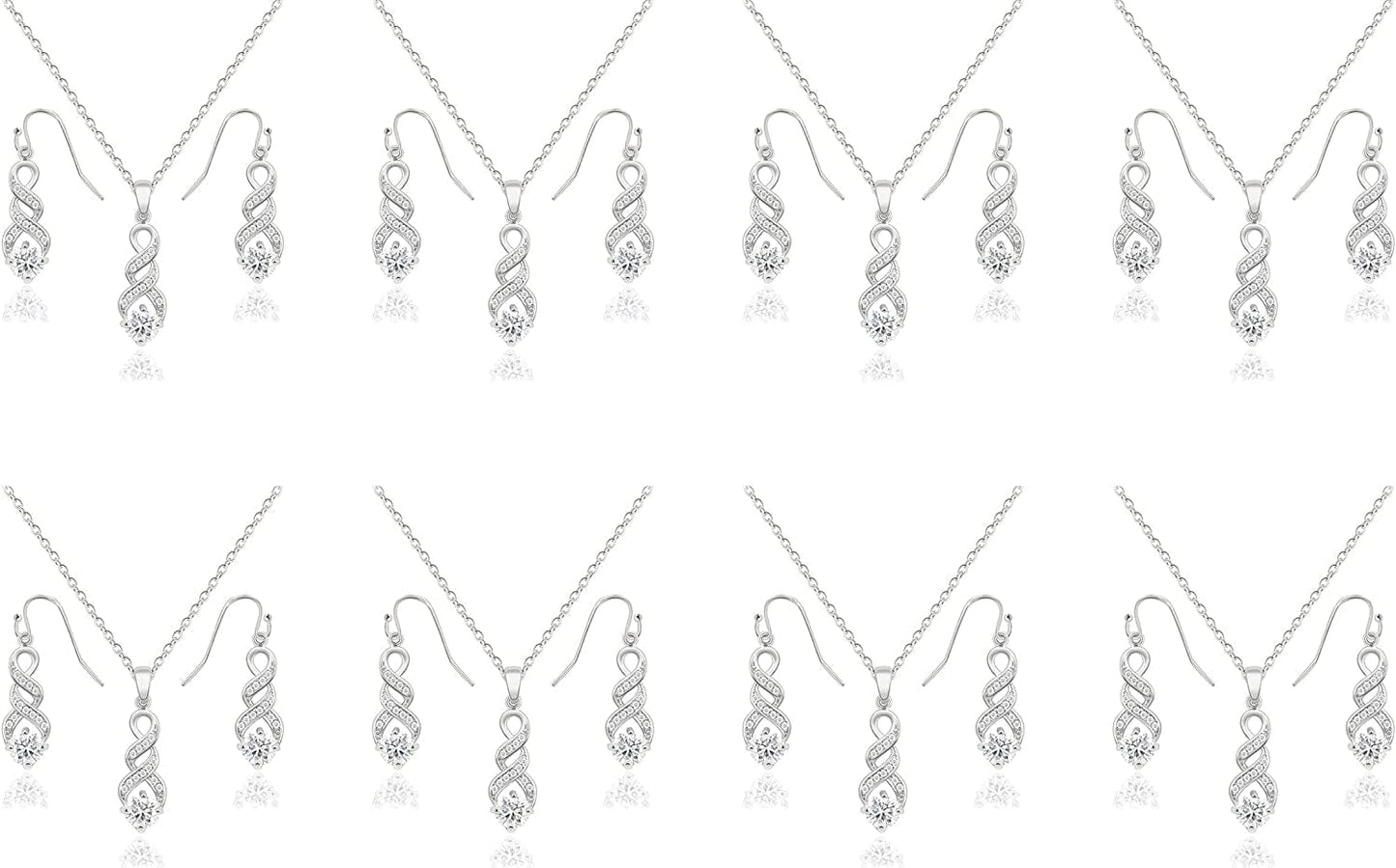 I Can'T Say"I Do" without You | 1 4 6 8 Sets Bridesmaid Jewelry Sets for Women Girls 18K Gold or Rose Gold Plated Cubic Zirconia Necklace and Earring Set for Wedding Gifts EIGHT SETS SILVER