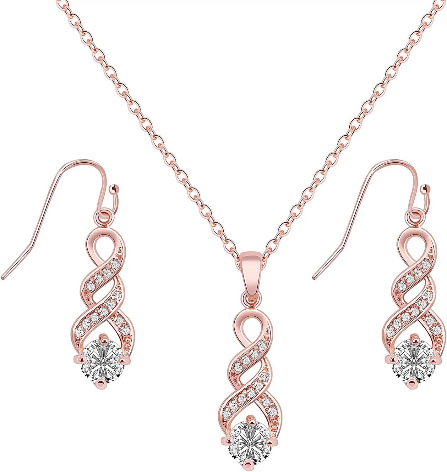 I Can'T Say"I Do" without You | 1 4 6 8 Sets Bridesmaid Jewelry Sets for Women Girls 18K Gold or Rose Gold Plated Cubic Zirconia Necklace and Earring Set for Wedding Gifts