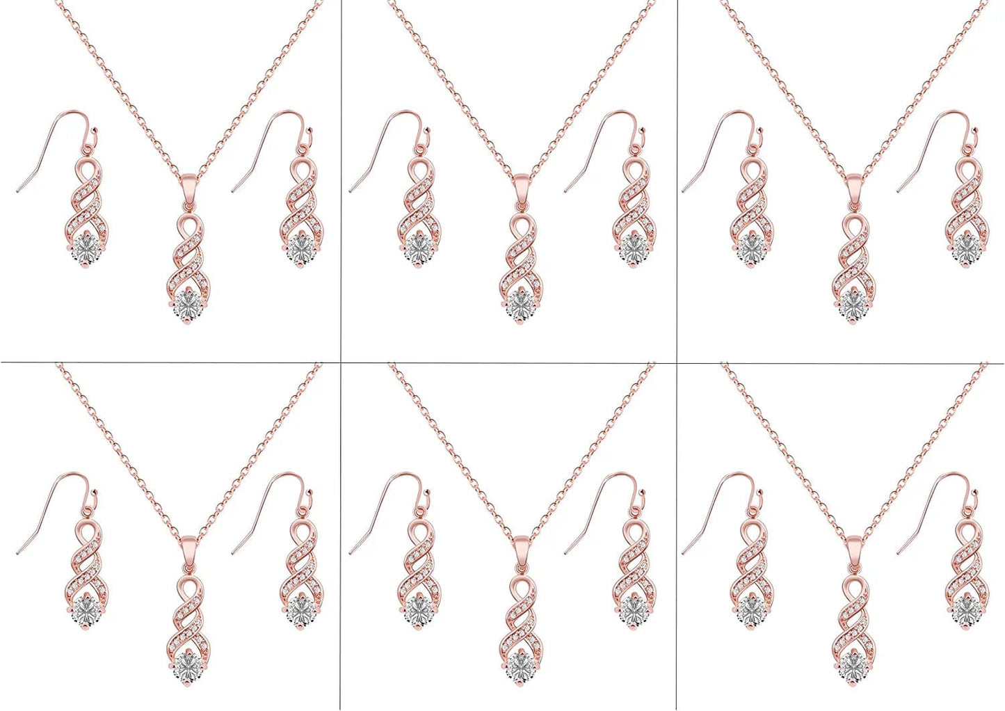 I Can'T Say"I Do" without You | 1 4 6 8 Sets Bridesmaid Jewelry Sets for Women Girls 18K Gold or Rose Gold Plated Cubic Zirconia Necklace and Earring Set for Wedding Gifts SIX SETS ROSE GOLD