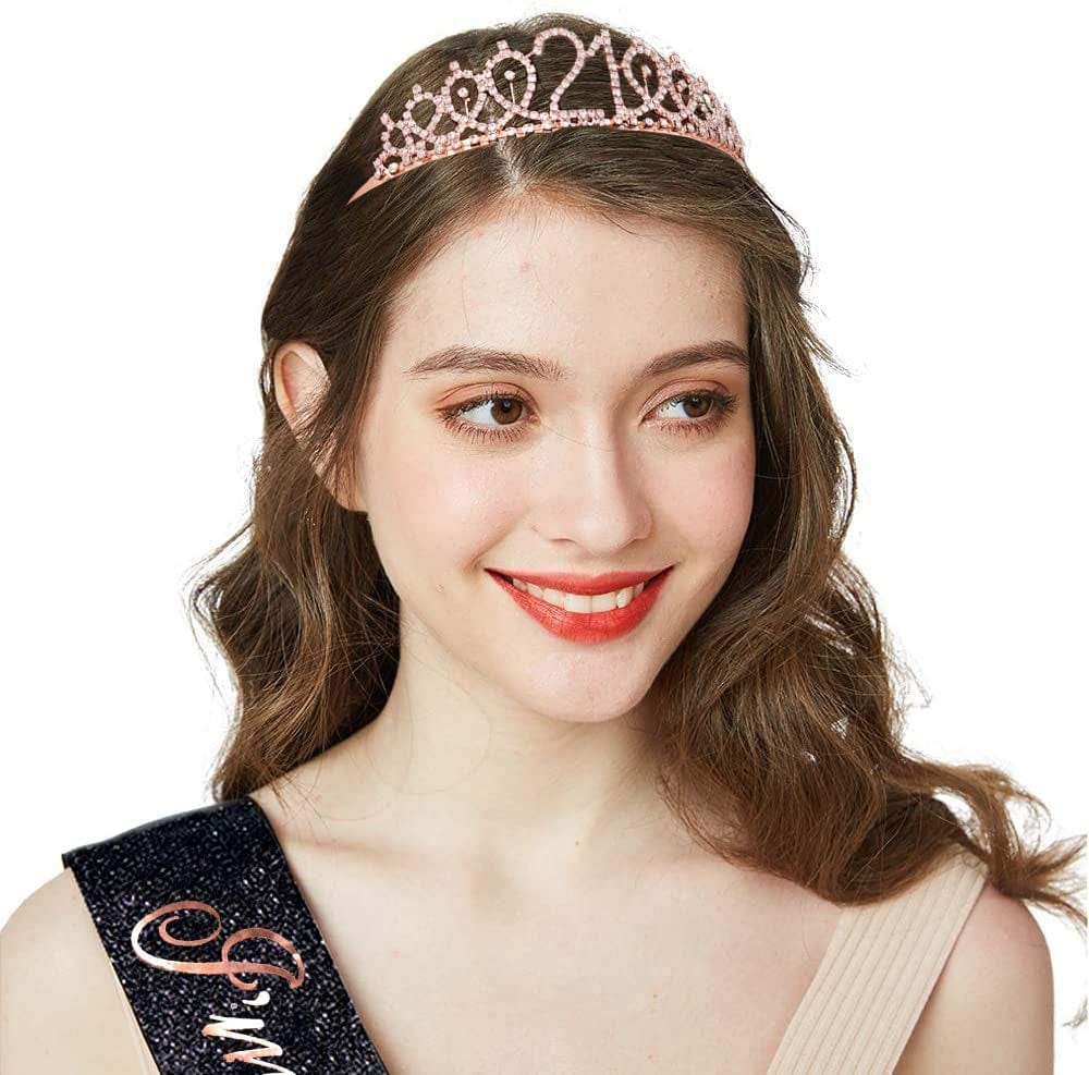 "I'M 21 Bitches!" Sash & Rhinestone Tiara Set - 21St Birthday Gifts Birthday Sash for Women Birthday Party Supplies (Black Glitter/Rose Gold) Apparel & Accessories > Clothing Accessories > Sashes ADBetty