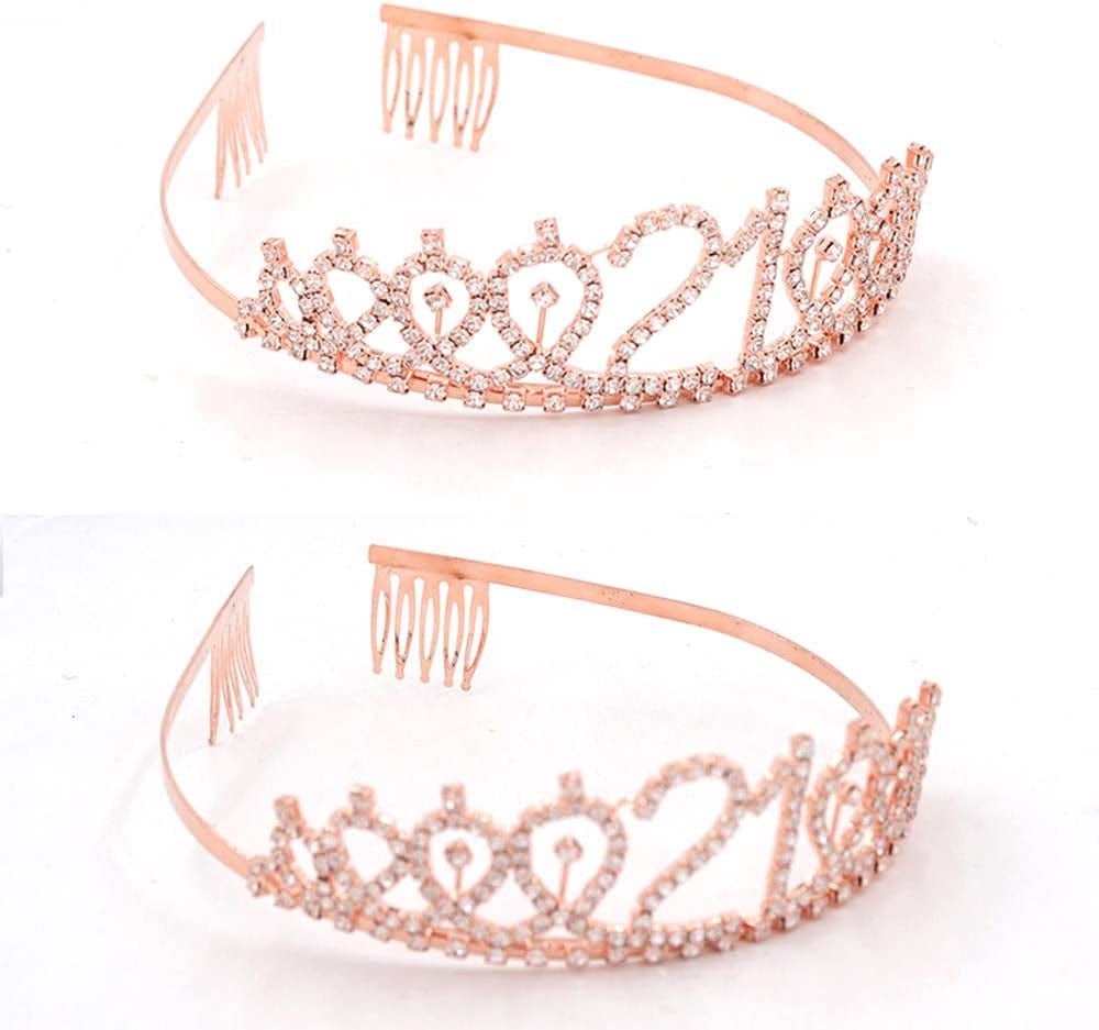 "I'M 21 Bitches!" Sash & Rhinestone Tiara Set - 21St Birthday Gifts Birthday Sash for Women Birthday Party Supplies (Black Glitter/Rose Gold) Apparel & Accessories > Clothing Accessories > Sashes ADBetty