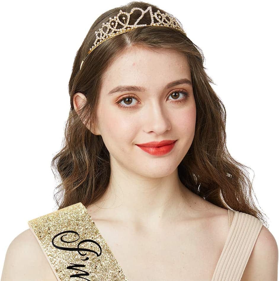 "I'M 21 Bitches!" Sash & Rhinestone Tiara Set - 21St Birthday Gifts Birthday Sash for Women Fun Party Favors Birthday Party Supplies (Gold Glitter with Black Lettering) Apparel & Accessories > Clothing Accessories > Sashes ADBetty