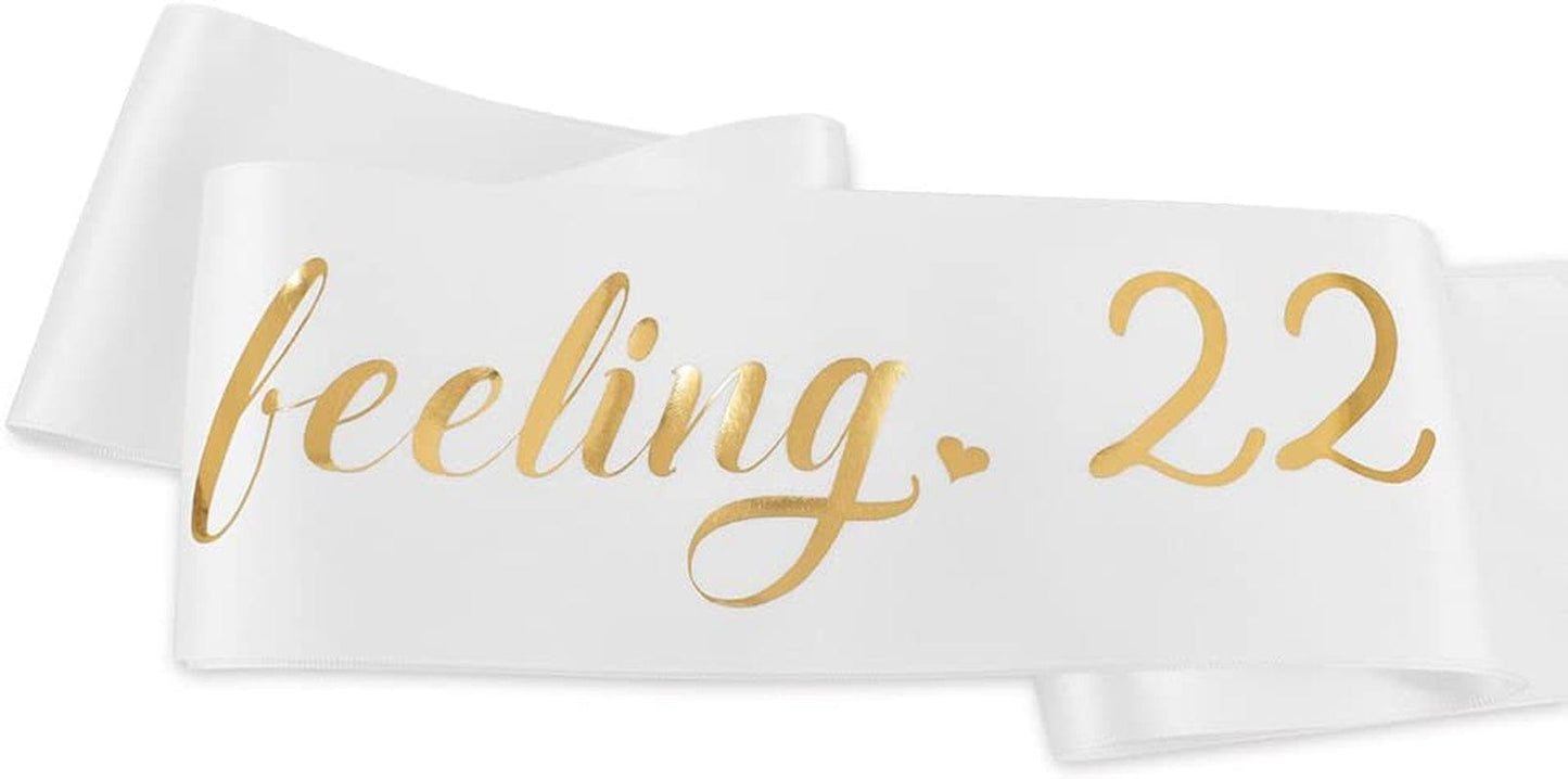 "I'M Feeling 22" Sash - 22Nd Birthday Sash 22 Birthday Gifts Party Favors, Supplies and Decorations(White) Apparel & Accessories > Clothing Accessories > Sashes ADBetty