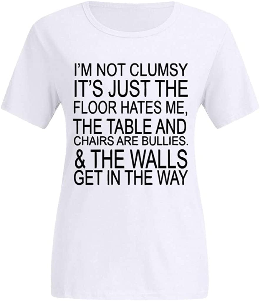 I'M Not Clumsy Tshirt for Women with Sayings Funny Graphic Tees Vintage Teen Girls Casual Summer Short Sleeve Tops
