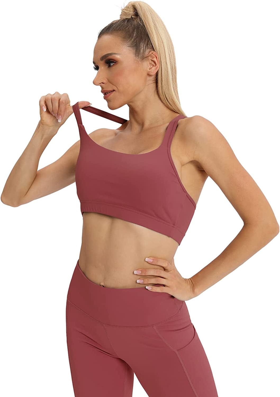 ICTIVE Yoga Tops for Women Loose Fit Workout Tank Tops for Women Backless Sleeveless Keyhole Open Back Muscle Tank Burgundy Bra / Small