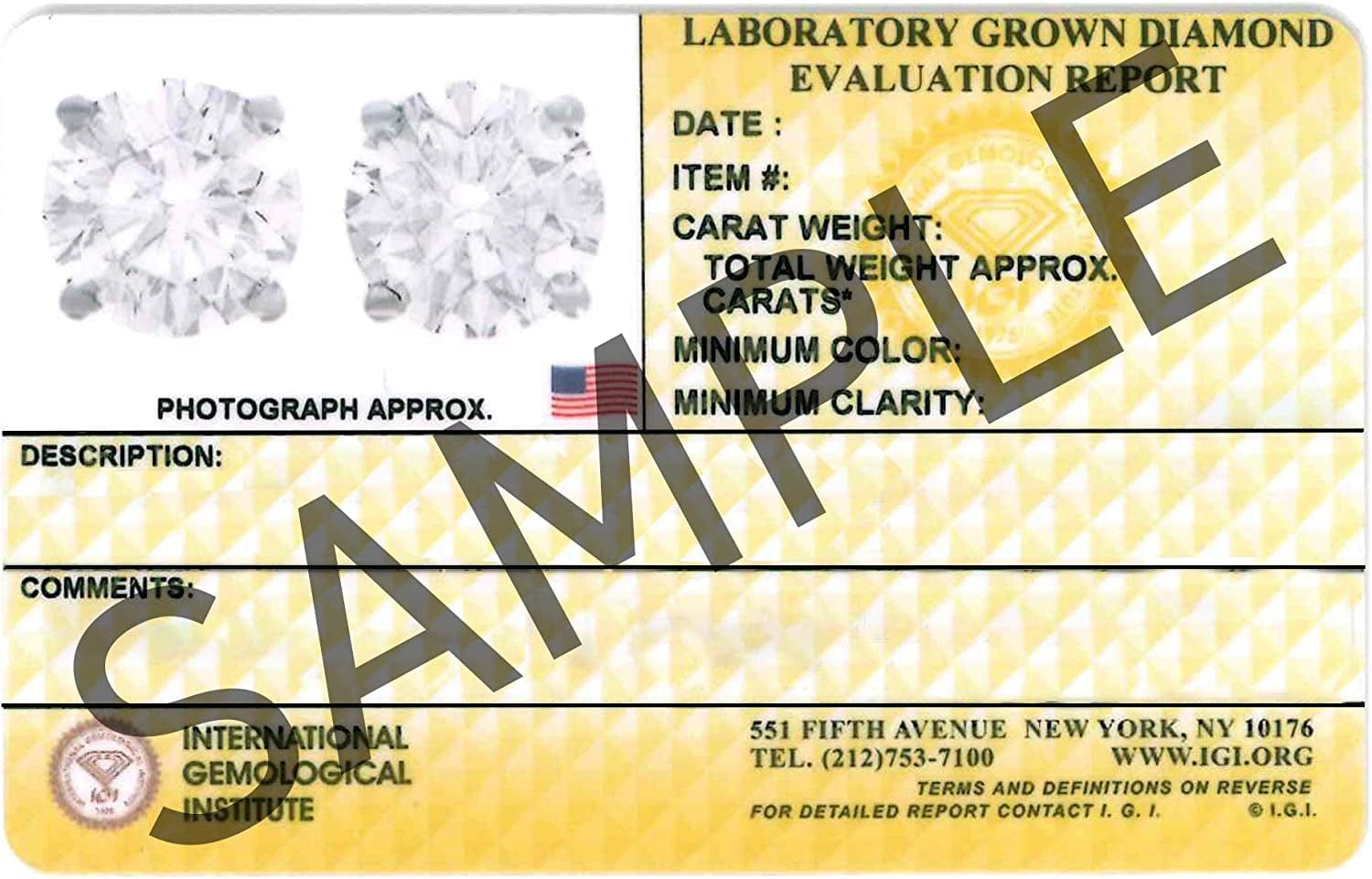 IGI Certified 1.5 Cttw Lab Created Womens Diamond Stud Earrings 14K White Gold VS2-SI1