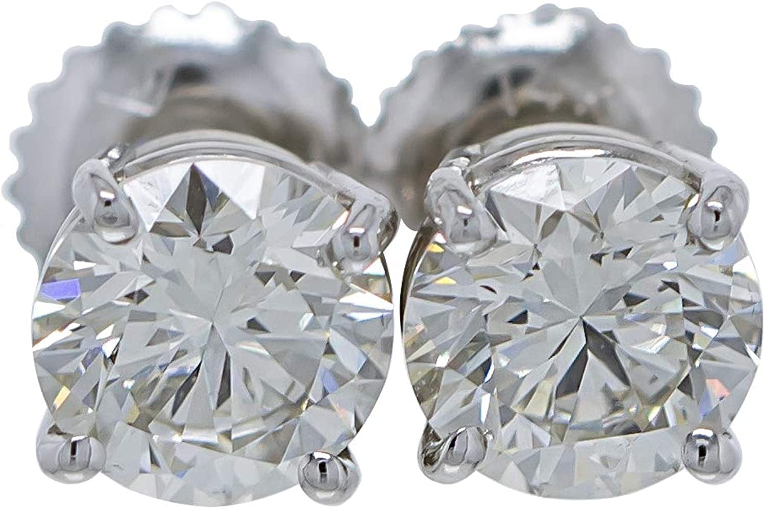 IGI Certified 1.5 Cttw Lab Created Womens Diamond Stud Earrings 14K White Gold VS2-SI1