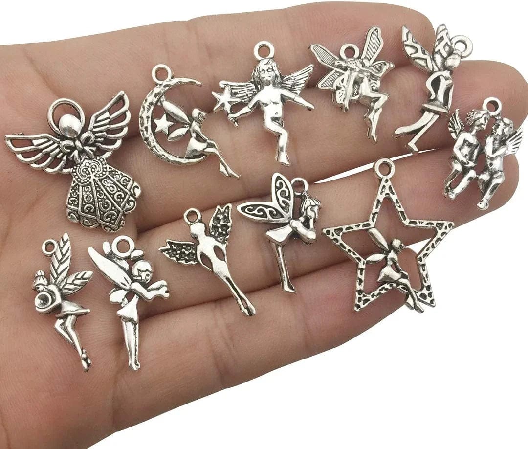 Ilovediybeads 100G (66Pcs) Craft Supplies Antique Silver Wings Angel Fairy Charms Pendants for Crafting, Jewelry Findings Making Accessory for DIY Necklace Bracelet (M151)