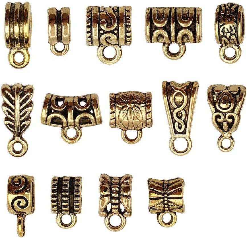 Ilovediybeads 100G (About 125Pcs) Mixed Tibetan Tube, Spacer Bail Bead Hanger Fit Charm European Bracelet Pendant (Antique Silver), 125 antique Gold