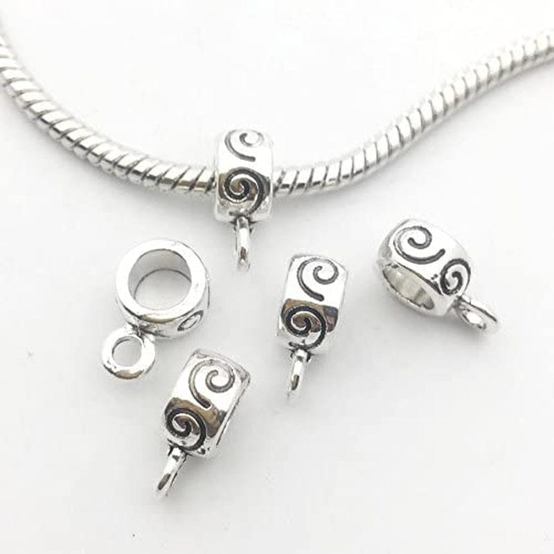 Ilovediybeads 100G (About 125Pcs) Mixed Tibetan Tube, Spacer Bail Bead Hanger Fit Charm European Bracelet Pendant (Antique Silver), 125