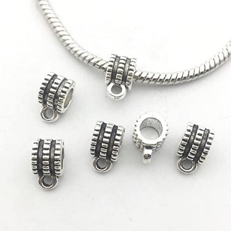 Ilovediybeads 100G (About 125Pcs) Mixed Tibetan Tube, Spacer Bail Bead Hanger Fit Charm European Bracelet Pendant (Antique Silver), 125