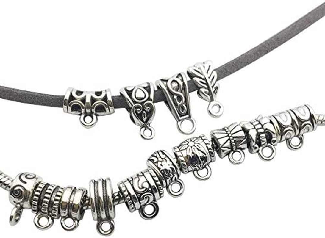 Ilovediybeads 100G (About 125Pcs) Mixed Tibetan Tube, Spacer Bail Bead Hanger Fit Charm European Bracelet Pendant (Antique Silver), 125