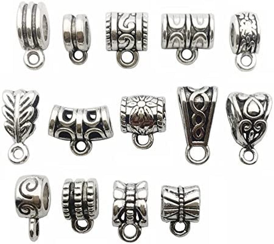 Ilovediybeads 100G (About 125Pcs) Mixed Tibetan Tube, Spacer Bail Bead Hanger Fit Charm European Bracelet Pendant (Antique Silver), 125 Antique Silver