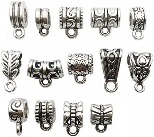 Ilovediybeads 100G (About 125Pcs) Mixed Tibetan Tube, Spacer Bail Bead Hanger Fit Charm European Bracelet Pendant (Antique Silver), 125 Antique Silver