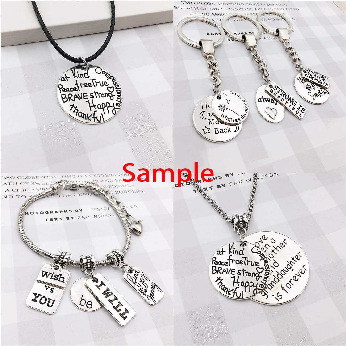 Ilovediybeads 30Pcs Inspiration Words Charms Craft Supplies Mixed Pendants Beads Charms Pendants for Crafting, Jewelry Findings Making Accessory for DIY Necklace Bracelet (M044)