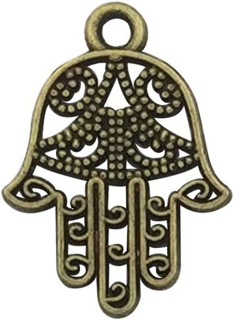 Ilovediybeads 38Pcs Craft Supplies Antique Silver Bronze Hamsa Hand of Fatima Symbol Charms Pendants for Crafting, Jewelry Findings Making Accessory for DIY Necklace Bracelet (M141)