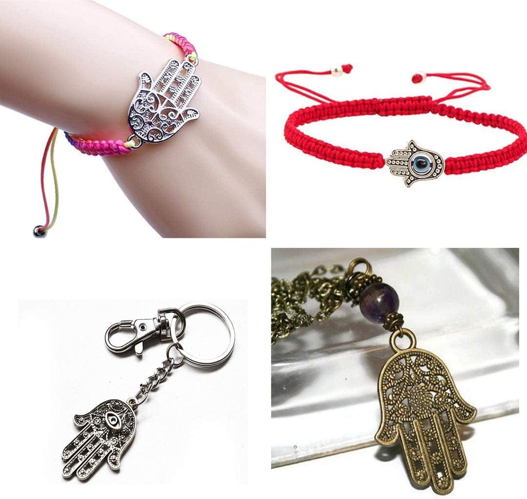 Ilovediybeads 38Pcs Craft Supplies Antique Silver Bronze Hamsa Hand of Fatima Symbol Charms Pendants for Crafting, Jewelry Findings Making Accessory for DIY Necklace Bracelet (M141)