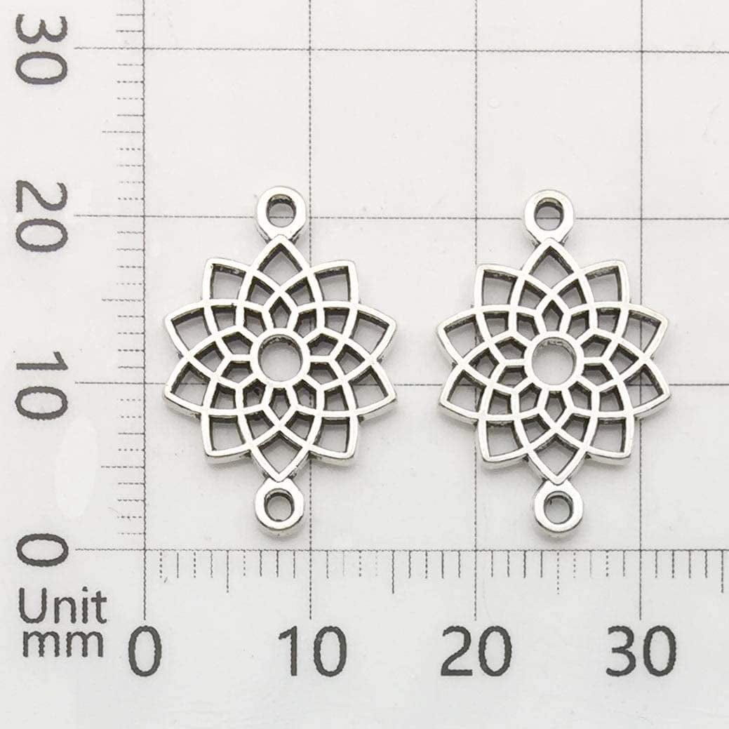 Ilovediybeads 40Pcs Craft Supplies Antique Silver the Seed of Life Lotus Flower of Life Charms Pendants for Crafting, Jewelry Findings Making Accessory for DIY Necklace Bracelet (M144)