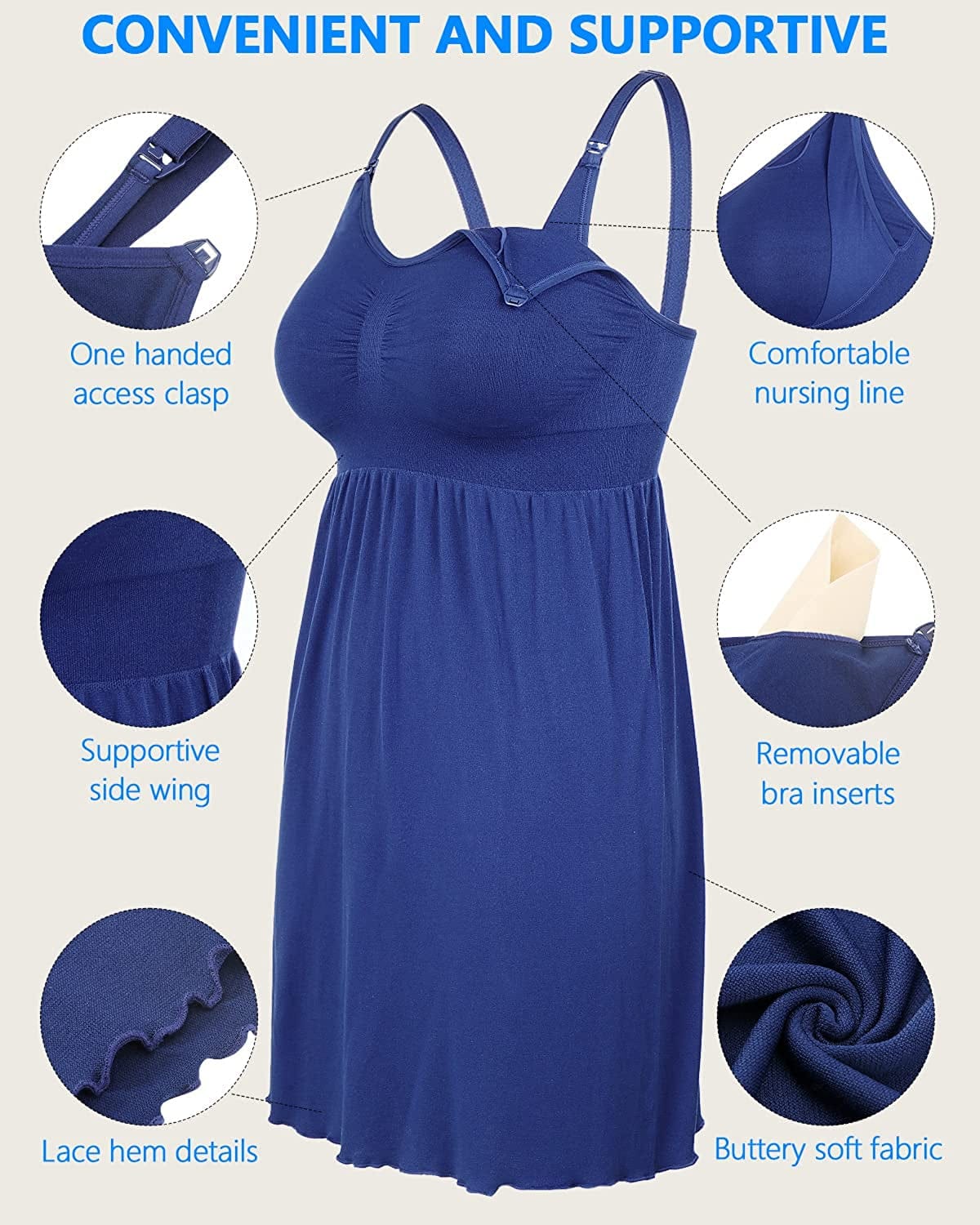 Ilovesia 2Pack Women'S Seamless Maternity Breastfeeding Nursing Dress with Build-In Bra