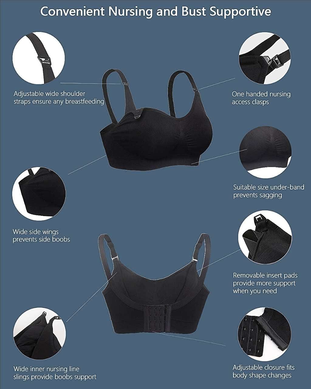 Ilovesia 3PACK Womens Full Bust Nursing Bra Seamless Maternity Bra