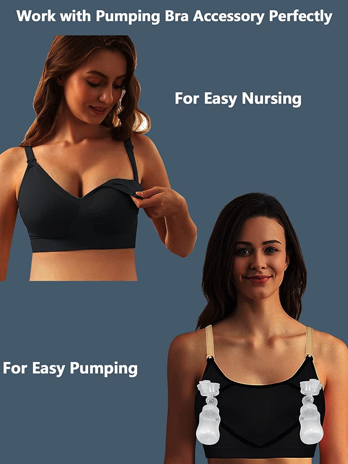 Ilovesia 3PACK Womens Full Bust Nursing Bra Seamless Maternity Bra