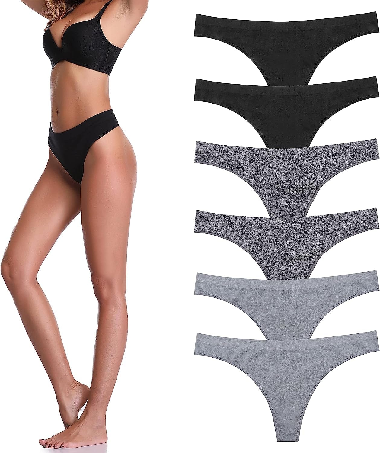 Imakokoni Seamless Thongs for Women No Show 6 Pack Women'S Nylon Spandex Thong Underwear Multi-f / X-Large