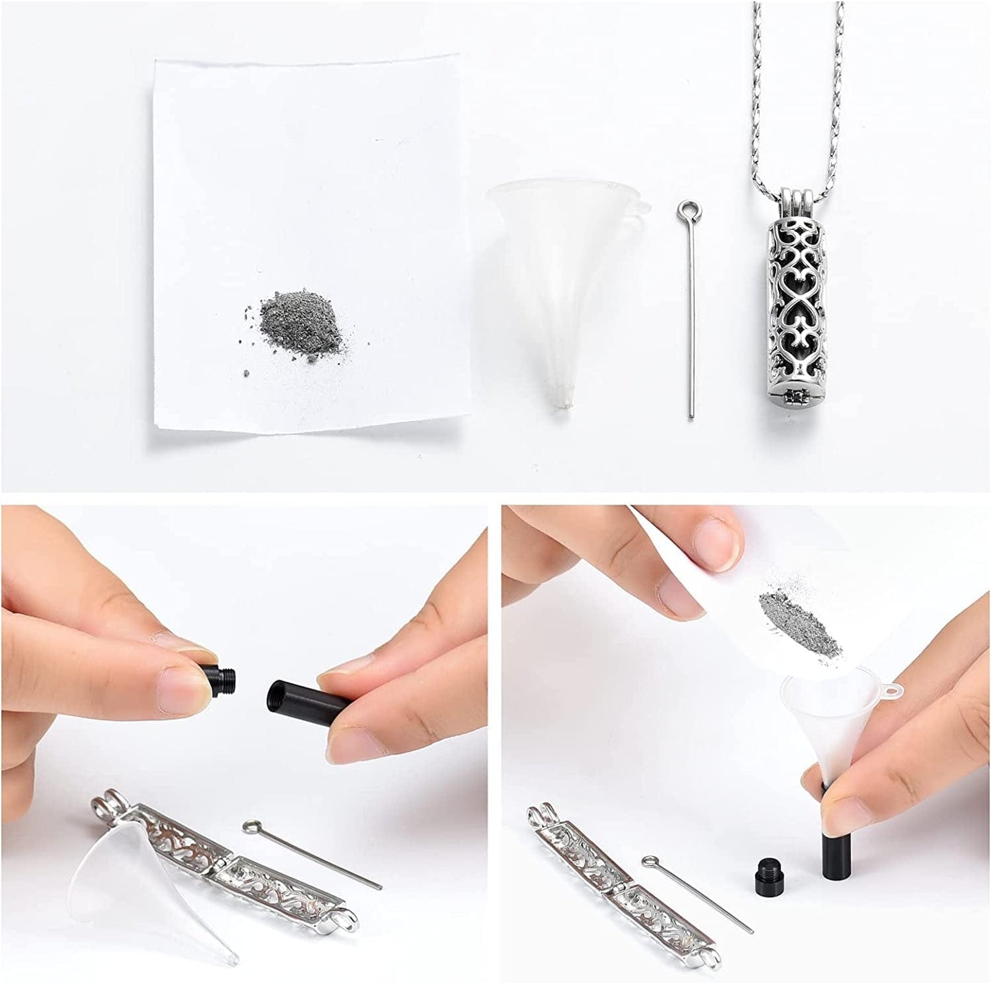 Imrsanl Cremation Urn Pendant Necklace with Hollow Cylinder Vial Keepsake Urn Cremation Jewelry Memorial Lockets for Ashes for Women Men