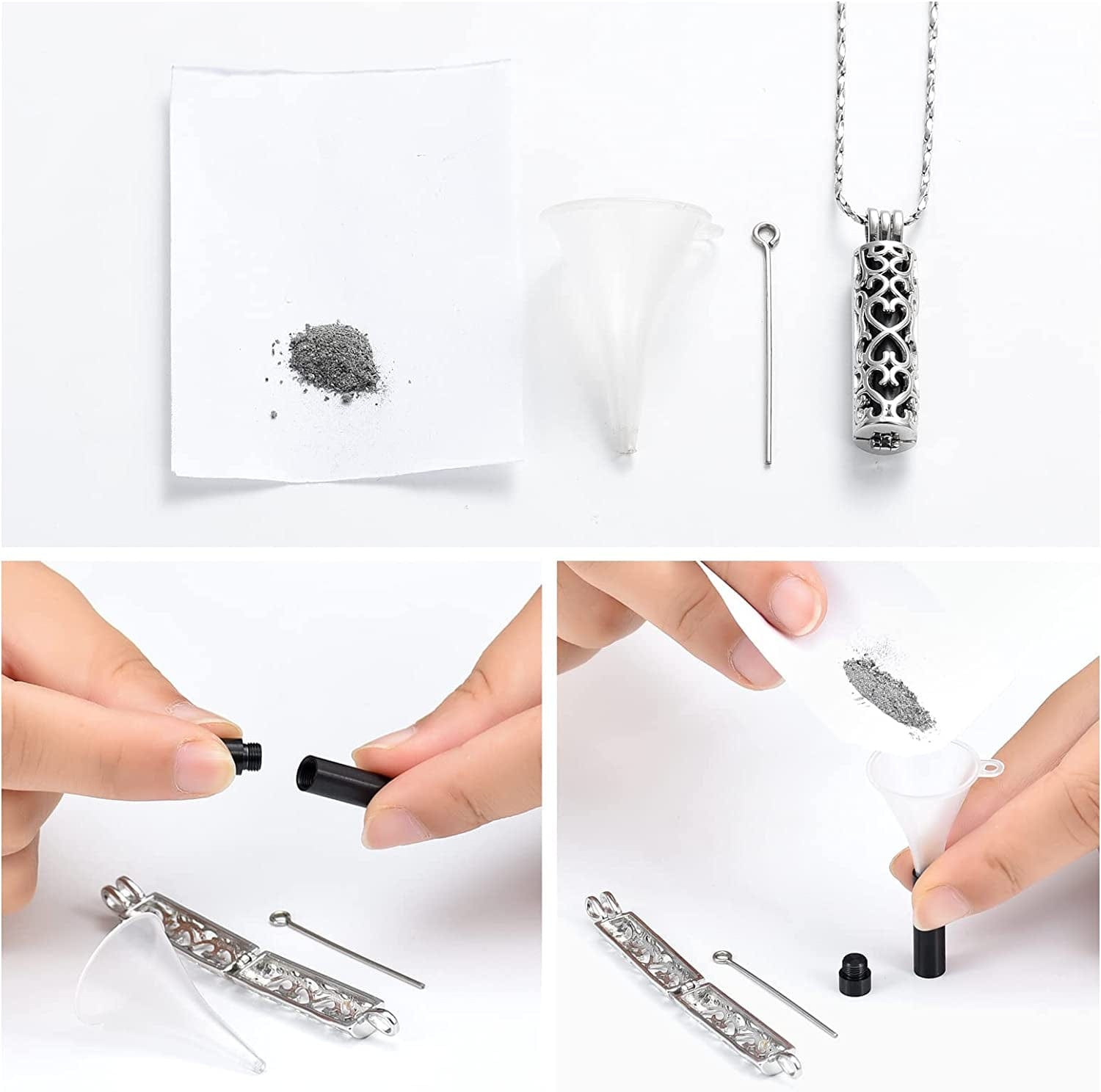 Imrsanl Cremation Urn Pendant Necklace with Hollow Cylinder Vial Keepsake Urn Cremation Jewelry Memorial Lockets for Ashes for Women Men