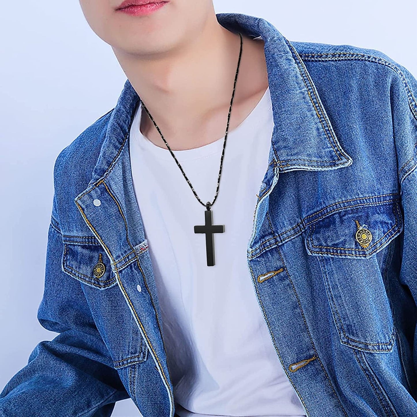 Imrsanl Crystal Cross Necklace for Ashes - Stainless Steel Keepsake Cremation Jewelry - Religious Cross Memorial Urn Necklace for Pet Human Ashes Pendant