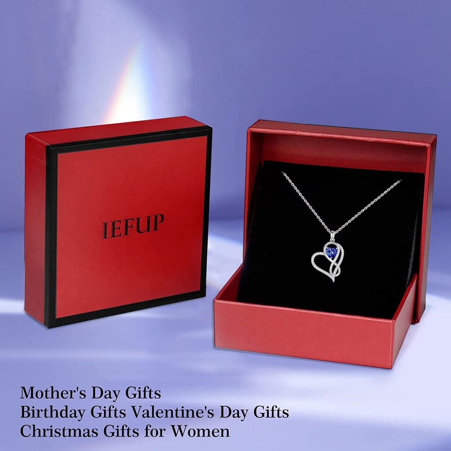 Infinite Love Heart Pendant Necklaces for Women, 925 Sterling Silver Love You Gifts Heart Birthstone Necklace Valentines Mothers Day Christmas Birthday Gifts for Women Mom Grandma Sister Daughter