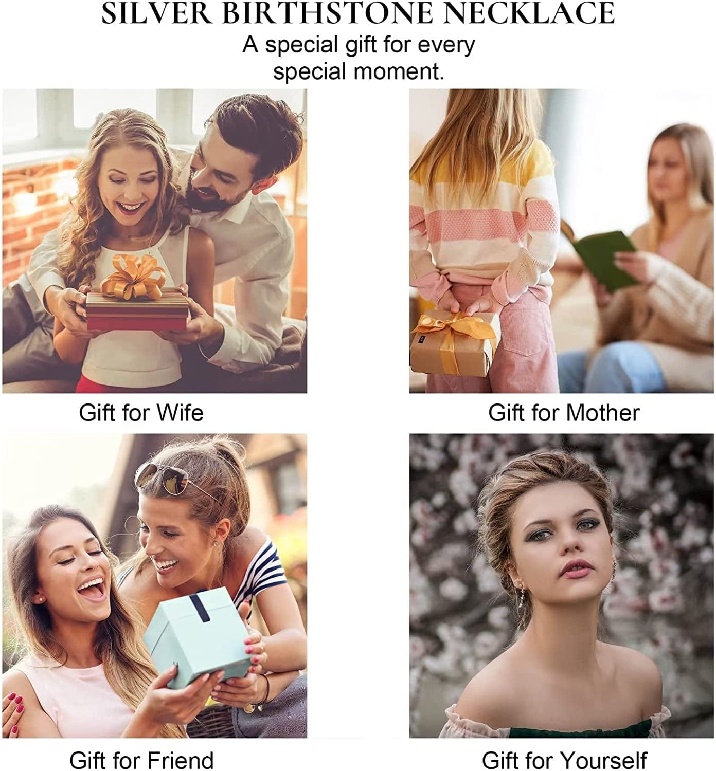 Infinite Love Heart Pendant Necklaces for Women, 925 Sterling Silver Love You Gifts Heart Birthstone Necklace Valentines Mothers Day Christmas Birthday Gifts for Women Mom Grandma Sister Daughter