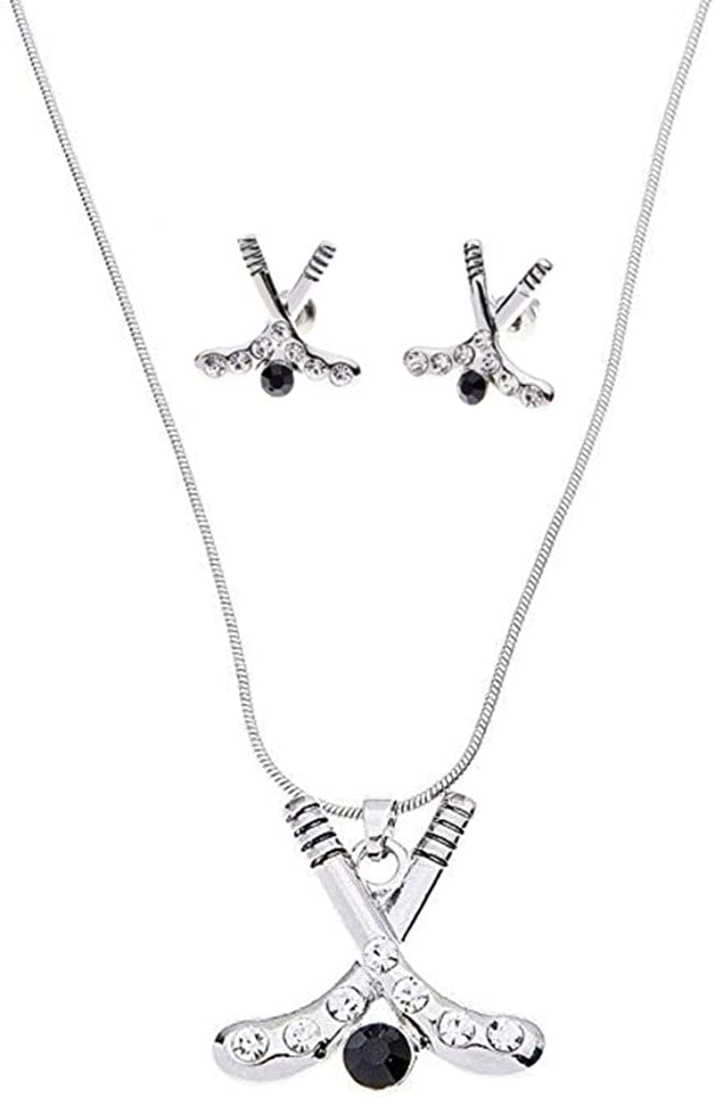 Infinity Collection Hockey Charm Necklace & Earring Gift Set, Ice Hockey Jewelry, for Hockey Players, Hockey Moms & Fans