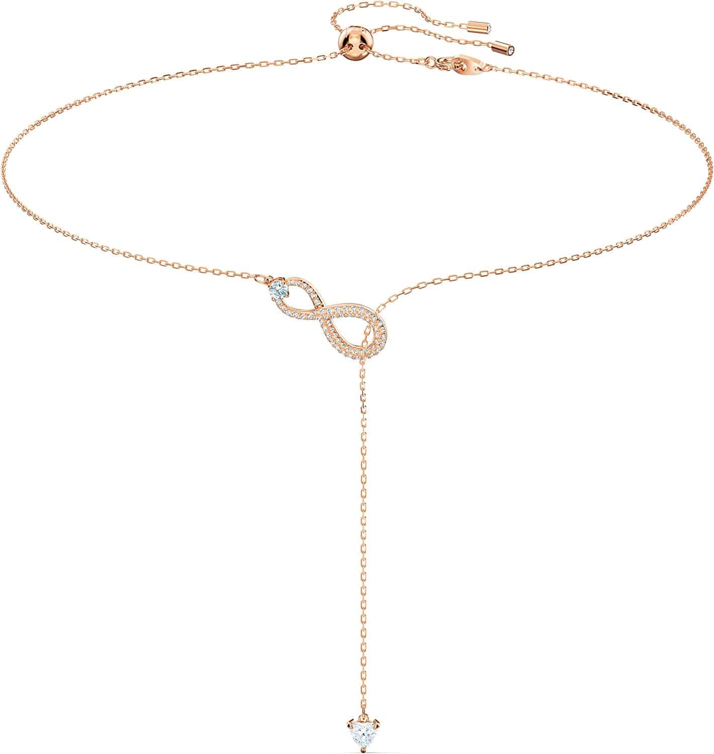 Infinity Crystal Jewelry Collections, Rhodium & Rose Gold Tone Finish Y Necklace - Rose Gold Tone